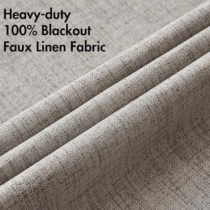 MIULEE 100% Blackout Linen Textured Curtains for Bedroom Solid Thermal Insulated Warm Taupe Grommet Room Darkening Curtains & Drapes Luxury Decor for Living Room Nursery 52 x 63 Inch (2 Panels)