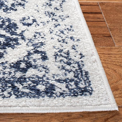 SAFAVIEH Adirondack Collection Runner Rug - 2'6" x 8', Ivory & Navy, Distressed Vintage Floral Design, Non-Shedding & Easy to Clean, Ideal for Hallway, Foyer, Entryway, Bedroom (ADR109M)