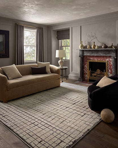 Loloi Jeremiah Brent Bleecker Collection BLE-01 Ivory/Charcoal 9'-2" x 13' Area Rug