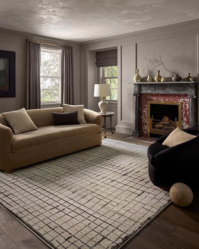 Loloi Jeremiah Brent Bleecker Collection BLE-01 Ivory/Charcoal 6'-7" x 9'-3" Area Rug