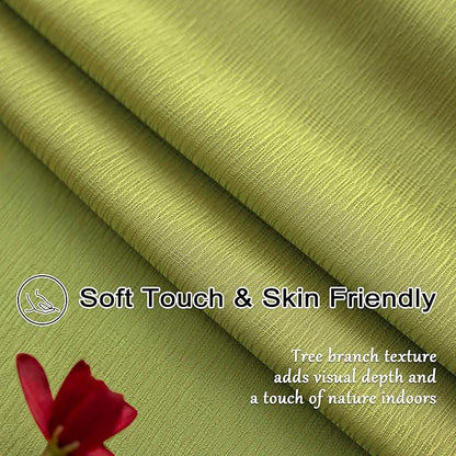 MAIHER Sheer Pinch Pleat Green Curtains 80 Inch Length for Living Room Tree Branch Textured Soft Touch Light Filtering Pleated Drapes with Adjustable Hooks, Sage Green, 42" W x 80" L, 2 Panels