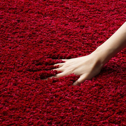 SAFAVIEH Milan Shag Collection Runner Rug - 2' x 14', Red, Solid Design, Non-Shedding & Easy Care, 2-inch Thick Ideal for High Traffic Areas in Living Room, Bedroom (SG180-4040)