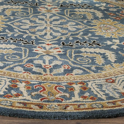 SAFAVIEH Antiquity Collection 8' Round Dark Blue/Multi AT64B Handmade Traditional Oriental Wool Area Rug