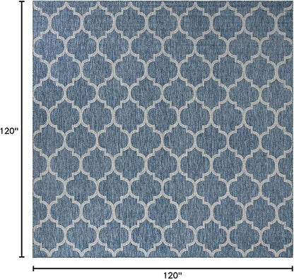 Unique Loom Outdoor Trellis Collection Area Rug (10' Square Navy Blue/Ivory)