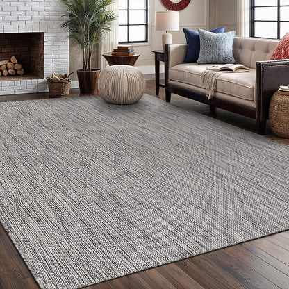 Washable Indoor Outdoor Rug 5x7 Weather Resistant Area Rugs Modern Solid for Porch Deck Balcony Backyard Patio Outside Carpet (5 X 7 Silver Grey)