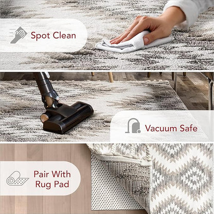 nuLOOM Adelade Beige/Ivory, 6'7" x 9', Southwestern, Shaggy, Soft and Cozy, High Traffic, Stain Resistant Area Rug for Bedroom, Living Room, Dining Space, Den, Foyer, Entryway