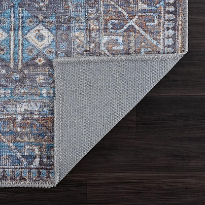 Bloom Rugs Washable 9' x 12' Rug - Slate Gray/Blue Traditional Area Rug for Living Room, Bedroom, Dining Room, and Kitchen - Exact Size: 9' x 12'