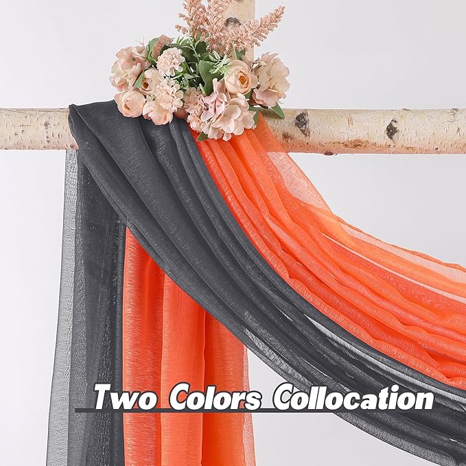 DONREN Dark Grey Window Scarf for Outdoor Decoration - Add Luxury Beautiful Elegant Effect to Curtain Panels (1 Panel, 52 x 216 Inches Long)