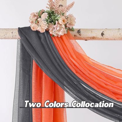 DONREN Dark Grey Window Scarf for Outdoor Decoration - Add Luxury Beautiful Elegant Effect to Curtain Panels (1 Panel, 52 x 288 Inches Long)