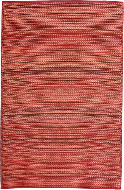 Fab Habitat Outdoor Rug - Waterproof, Fade Resistant, Crease-Free - Premium Recycled Plastic - Striped - Patio, Porch, Deck, Balcony - Cancun - Sunset - 5 x 8 ft