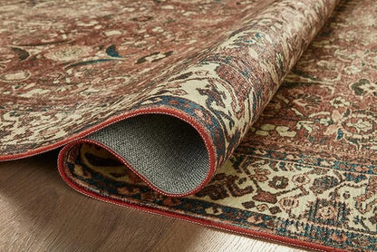 Loloi Magnolia Home by Joanna Gaines Banks Collection BAN-04 Brick/Ivory 2'-0" x 5'-0" .13" Pile Height, Machine Washable, Accent Rug
