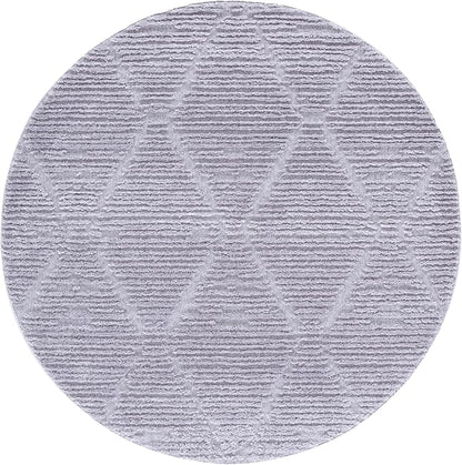 SAFAVIEH Marrakesh Collection Area Rug - 8' Round, Grey, Geometric Design, Ideal for High Traffic Areas in Living Room, Bedroom, Dining (MRK517F)