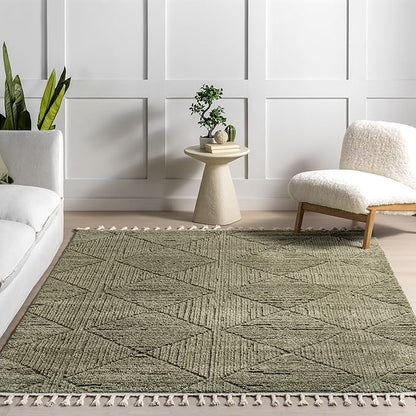 nuLOOM Kerry Green, 5'3" x 7'6", Geometric, Soft and Cozy, High Traffic, Stain Resistant, Easy Clean, Durable Area Rug for Bedroom, Living Room, Dining Space, Den, Foyer, Entryway