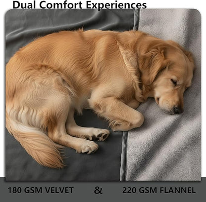 Waterproof Blanket for Couch, Leak Proof Dog Bed Blankets Reversible, Pet Throw Sofa Furniture Protector Machine Washable-52 x82,Black+Lightgrey
