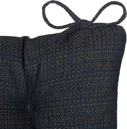 Klear Vu Omega Non-Slip Rocking Chair Cushion Set, Assembled in USA, Thick Padding & Tufted Design, Includes Seat Pad & Back Pillow with Ties, 17x17 Inches, 2-Piece Set, Tyson Navy