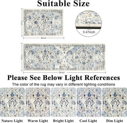 Ileading Anti Fatigue Kitchen Rugs Sets of 2 Cushioned Kitchen Mats for Floor Waterproof Kitchen Mat Set Non Slip Comfort Standing Mat for Kitchen, Office, Sink, Laundry