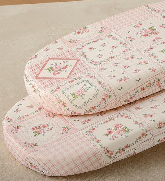 SDY Jersey FloralBassinet Sheets for Baby Girls,32 "x 16 "x 4",2 Pack,Pink Flower Standard Oval/Retangle Bassinet Mattress Sheets for Toddler,Super Soft Breathable