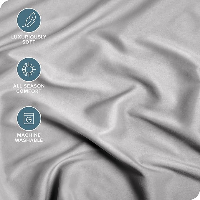 Bare Home Fitted Bottom Sheet Twin XL Size - Premium 1800 Microfiber - Ultra-Soft Hotel Luxury - Deep Pocket - Durable and Long Lasting (Twin XL, Light Grey)