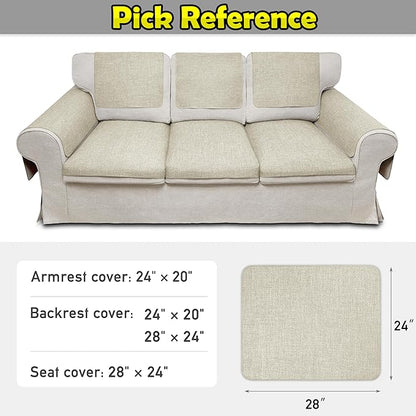 Couch Arm Covers, Waterproof Armrest Cover for Sofa, Armchair, Loveseat, Non-Slip Recliner Arm Cover, Sofa Arm Covers, Headrest Covers, Arm Chair Covers Set of 2 (Beige, 28"×24")