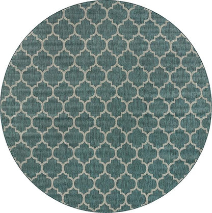 Unique Loom Outdoor Trellis Collection Area Rug - Trellis (Round 13' 0" x 13' 0", Teal/ Gray)