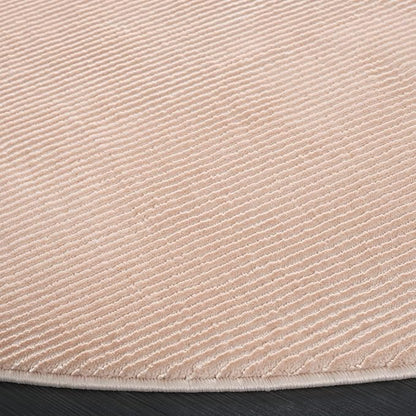 SAFAVIEH Revive Collection Area Rug - 6'7" Round, Pink, Geometric Design, Ideal for High Traffic Areas in Living Room, Bedroom, Dining (REV102U)