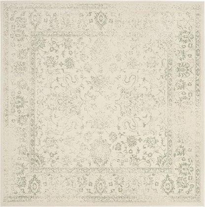 SAFAVIEH Adirondack Collection Area Rug - 10' Square, Ivory & Sage, Distressed Vintage Floral Design, Non-Shedding & Easy to Clean, Ideal for Living Room, Bedroom, Dining Space (ADR109V)