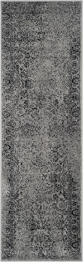 SAFAVIEH Adirondack Collection Runner Rug - 2'6" x 6', Grey & Black, Distressed Vintage Floral Design, Non-Shedding & Easy to Clean, Ideal for Hallway, Foyer, Entryway, Bedroom (ADR109B)
