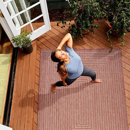Adiva Rugs Outdoor Indoor Area Rug, Weather Resistant, Easy to Clean, Stain Resistant Floor Mat for Dining Room, Backyard, Deck, Patio (Copper Weiss, 5' x 7')