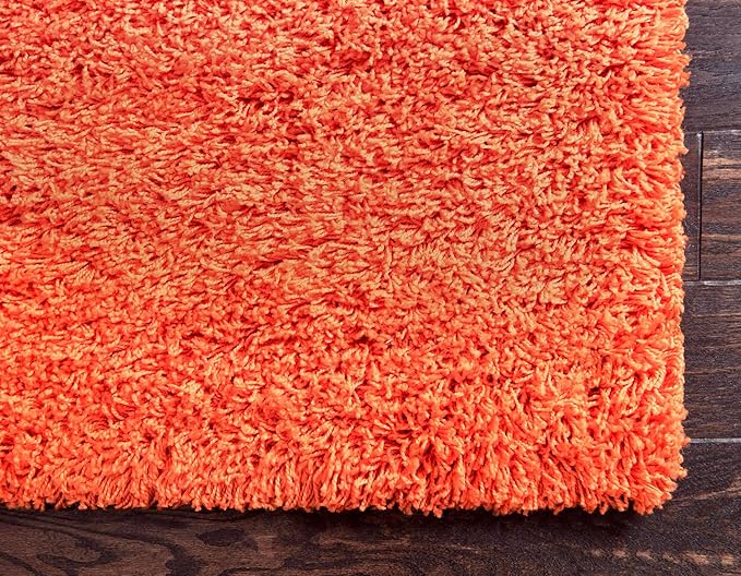 Unique Loom Solid Shag Collection Area Rug (2' 7" x 10' Runner Tiger Orange)