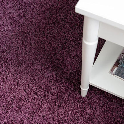 Unique Loom Solid Shag Collection Area Rug (5' 3" Round, Eggplant Purple)