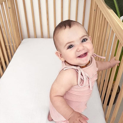 Newton Baby Fitted Mini Crib Sheets (2-Pack) | Organic Muslin Cotton, Breathable & Soft Baby Sheets, Washable Baby Mattress Sheets, Fits Mini Crib Mattresses 24" x 38", Plain White