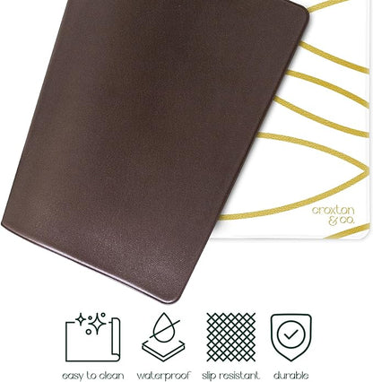 CROXTON & CO. Non-Slip Faux Leather Pet Feeding Mat for Dog Bowls | Large Bowl Mat for Food and Water | Durable, Easy-to-Clean Pet Food Mat for Floors | Size: 16.5"x18"