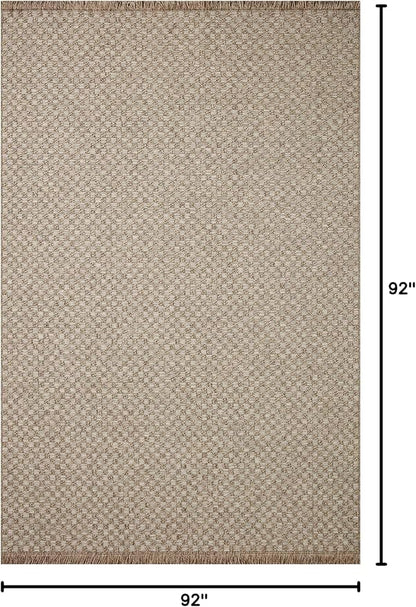 Loloi Dawn Collection Indoor/Outdoor DAW-02 Tan 7'-8" x 7'-8" Round Area Rug
