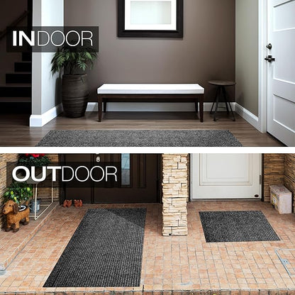 sigun Modern Non-Slip Hallway Runner Rug – Washable, Stain-Resistant & Custom Size – Durable Indoor/Outdoor Carpet for Entryway, Kitchen, Porch, Balcony, Patio & Garage – High-Traffic | Black - 4 x 18