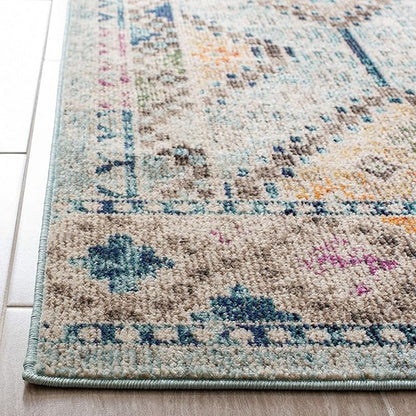 SAFAVIEH Madison Collection Accent Rug - 3' x 5', Blue & Yellow, Boho Diamond Distressed Design, Non-Shedding & Easy Care, Ideal for High Traffic Areas in Entryway, Living Room, Bedroom (MAD418K)