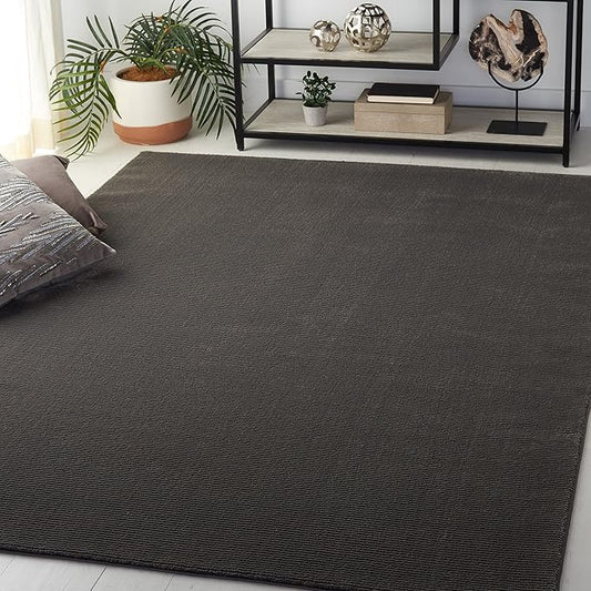 SAFAVIEH Revive Collection Area Rug - 6'7" Square, Charcoal, Solid Design, Non-Shedding & Easy Care, Ideal for High Traffic Areas in Living Room, Bedroom (REV102H)