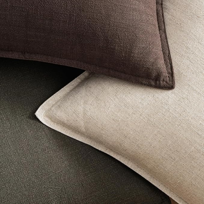 EMEMA Throw Pillow Covers Decorative Linen Pillow Covers 20x20 Inch Dark Brown Boho Farmhouse Neutral Couch Throw Pillows for Bed Pack of 2 Accent Pillowcase Modern Sofa Cushion Livingroom Home