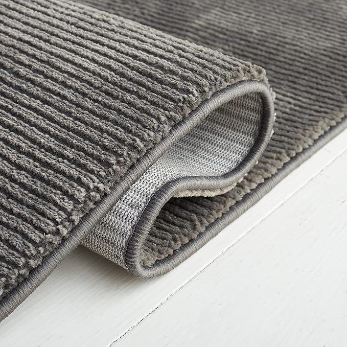 SAFAVIEH Revive Collection Area Rug - 6'7" Square, Charcoal, Solid Design, Non-Shedding & Easy Care, Ideal for High Traffic Areas in Living Room, Bedroom (REV102H)