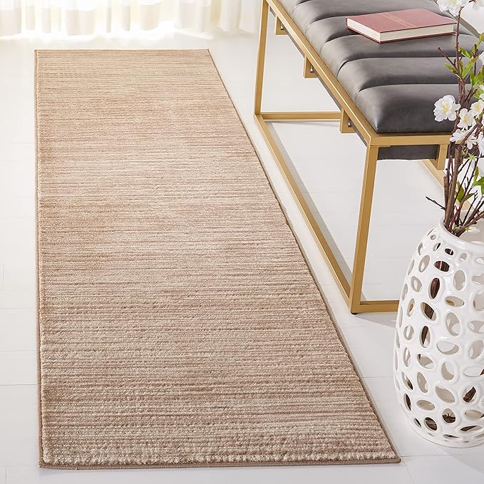 SAFAVIEH Vision Collection Runner Rug - 2'2" x 16', Light Brown, Modern Ombre Design, Non-Shedding & Easy to Clean, Ideal for Foyer, Hallway, Bedroom (VSN606C)