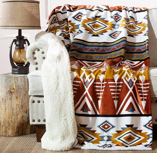 CARSTENS, INC. Ultra Premium Super Soft Plush Sherpa Fleece Oversized Throw Blanket 54" x 68", Arrowhead Earth