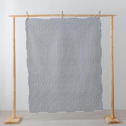 Soul & Lane Checks and Stripes 50" x 60" Blue Buffalo Check Throw: Lap Quilted Blanket, Blue and White Lightweight Couch Quilt, Checkered Coverlet, Plaid Winter Outdoor Quilted Throw Blanket