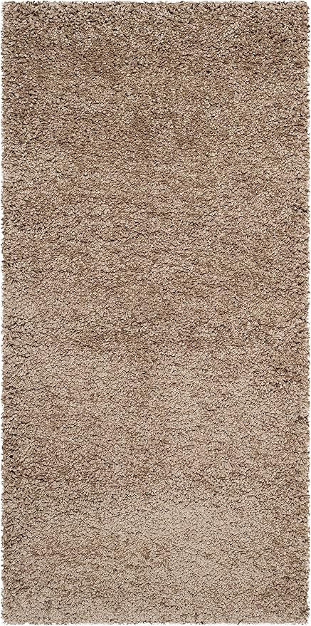 SAFAVIEH Milan Shag Collection Accent Rug - 2' x 4', Dark Beige, Solid Design, Non-Shedding & Easy Care, 2-inch Thick Ideal for High Traffic Areas in Entryway, Living Room, Bedroom (SG180-1414)