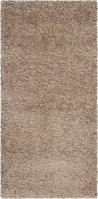 SAFAVIEH Milan Shag Collection Accent Rug - 2' x 4', Dark Beige, Solid Design, Non-Shedding & Easy Care, 2-inch Thick Ideal for High Traffic Areas in Entryway, Living Room, Bedroom (SG180-1414)