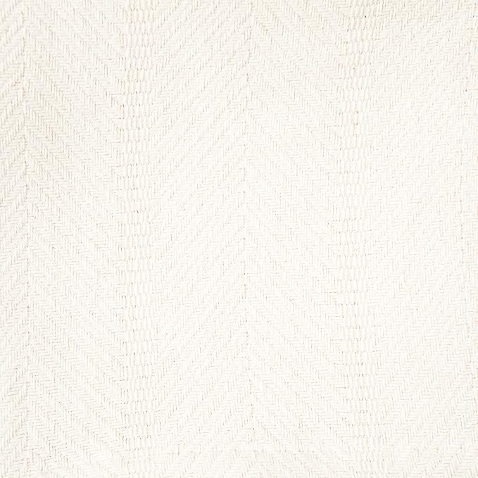 Sticky Toffee Cotton Throw Blanket, 60 x 50 Inch, Ivory Cream Herringbone Weave, Soft Lightweight Woven Blanket for Couch, Boho Farmhouse Style