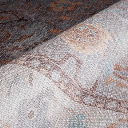 Fame Rugs Brown Modern Oushak Rug 2'6"x10, Vintage Turkish Colorful Oriental Antique Inspired Foldable Long Washable Runner Rugs, Luxury Living Room Bedroom (382MB, 2'6" x 10')