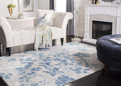 SAFAVIEH Evoke Collection 5'1" x 7'6" Grey/Light Blue EVK236J Floral Non-Shedding Living Room Bedroom Area Rug