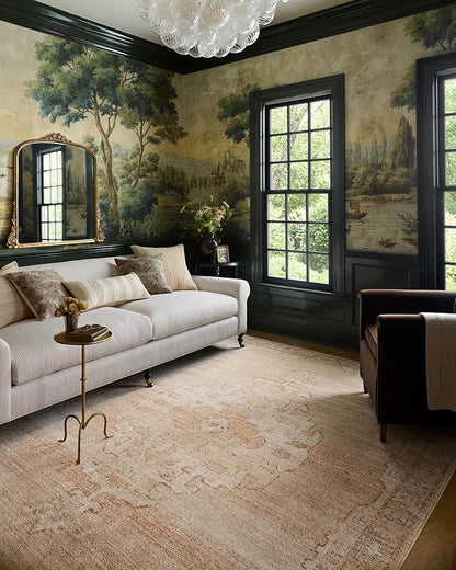 Loloi Chris Loves Julia Palma Collection PLM-02 Spice/Natural 3'-6" x 5'-6" Accent Rug Vintage Style Boho Living Room Bedroom Carpet