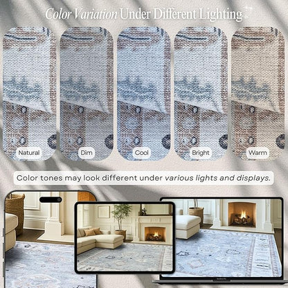 Fame Rugs Gray Modern Oushak Rug 10x13, Vintage Turkish Colorful Oriental Washable Antique Inspired Oversize Area Rugs, Luxury Living Room Bedroom (Gbeige, 10' x 13')