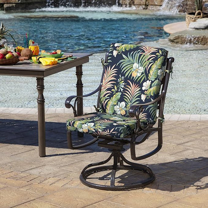 Arden Outdoor Dining Chair Cushion, 20 x 20, Rain-Proof, Fade Resistant, Simone Blue Tropical