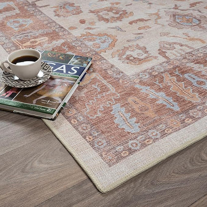 Fame Rugs Brown Modern Oushak Rug 2'6"x10, Vintage Turkish Colorful Oriental Antique Inspired Foldable Long Washable Runner Rugs, Luxury Living Room Bedroom (383BB, 2'6" x 10')